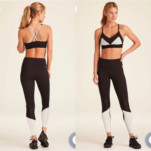 Alala Pants - $230 Alala Matching Set: Reef Leggings + Reef Bra Small Black + White